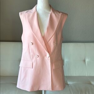 H&M Soft Pink Double-Breasted Women's Fitted Vest - Business Professional Dressy